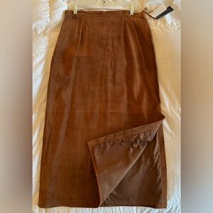 Suede leather long skirt with side vent NWT 14P